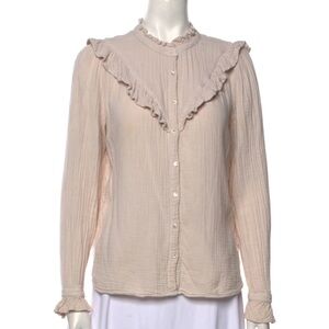 XiRENA  Long Sleeve Blouse with Ruffled Details and Mandarin Collar
